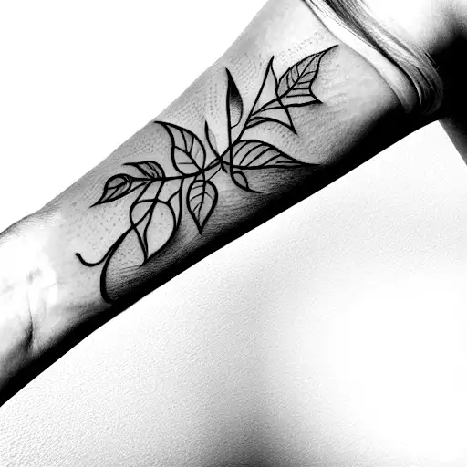 a woman's  wrapped in a single vine  tattoo design idea