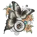 butterfly and yin yang  tattoo design idea