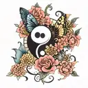 butterfly and yin yang  tattoo design idea