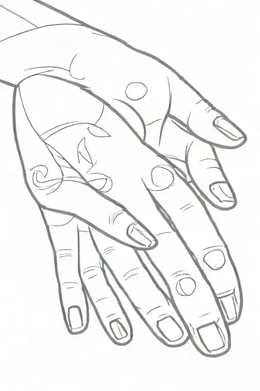 husky paw and hand reaching towards each other tattoo design idea