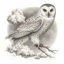 snow owl flying through cloudy sky tattoo design idea