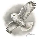 snow owl flying through cloudy sky tattoo design idea