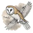 barn owl flying through cloudy sky tattoo design idea