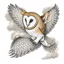 barn owl flying through cloudy sky tattoo design idea