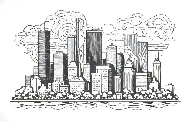 Houston downtown skyline tattoo design idea