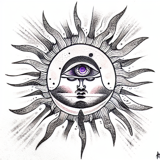 Third Eye with sun and moon tattoo design idea