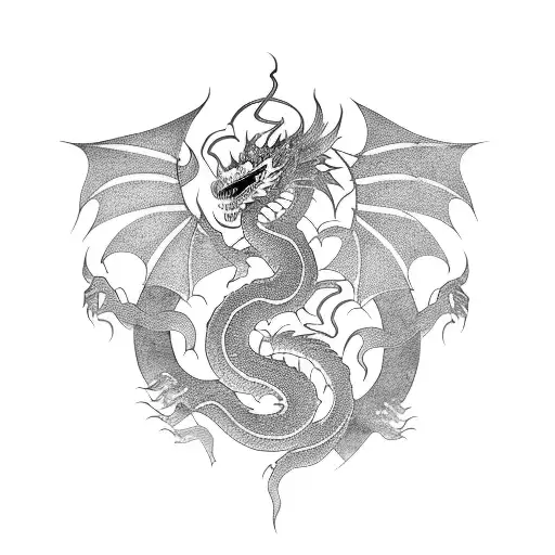 Incorporate elements of Chinese lanterns into a dragon design tattoo design idea