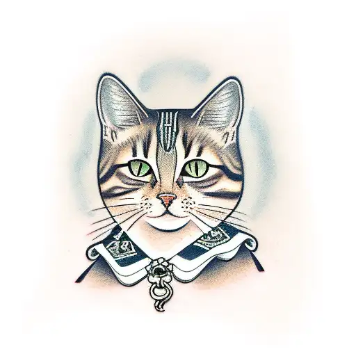 brown tabby cat with name "Lola" tattoo design idea