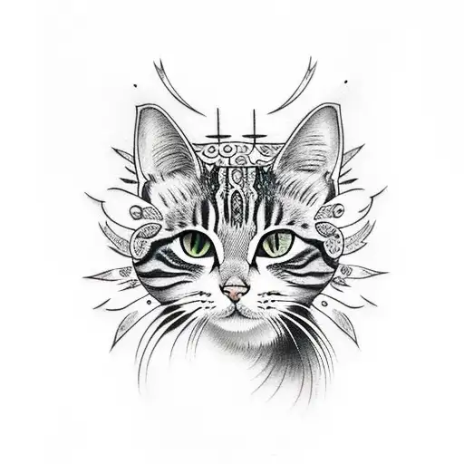 brown tabby cat with name "Lola" tattoo design idea