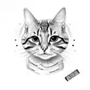 brown tabby cat with name "Lola" tattoo design idea