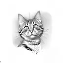 brown tabby cat with name "Lola" tattoo design idea