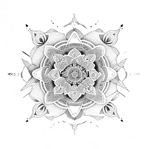 lobo floral mandala tattoo design idea