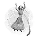 Traditional Serbian folk dance in intricate dotwork tattoo design idea