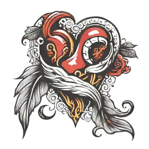 broken heart uterus surrounded my rain tattoo design idea