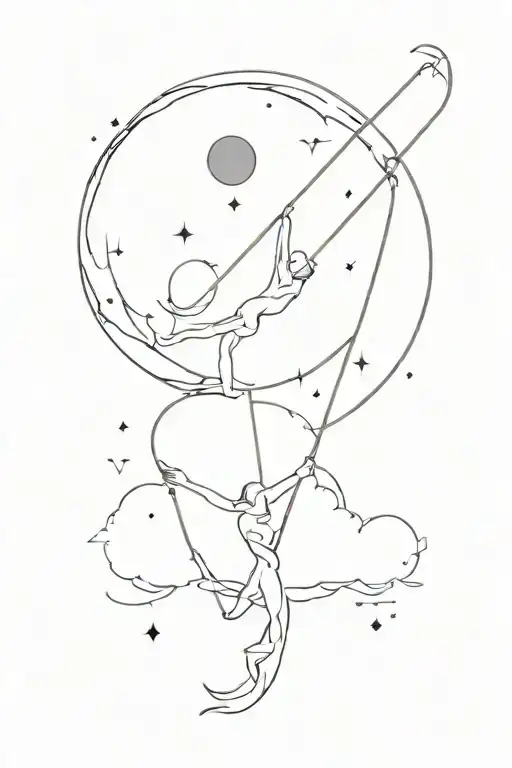 moon orion swings tattoo design idea
