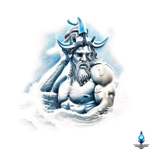 poseidon with water and his triton tattoo design idea