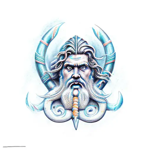 poseidon with his Triton  tattoo design idea