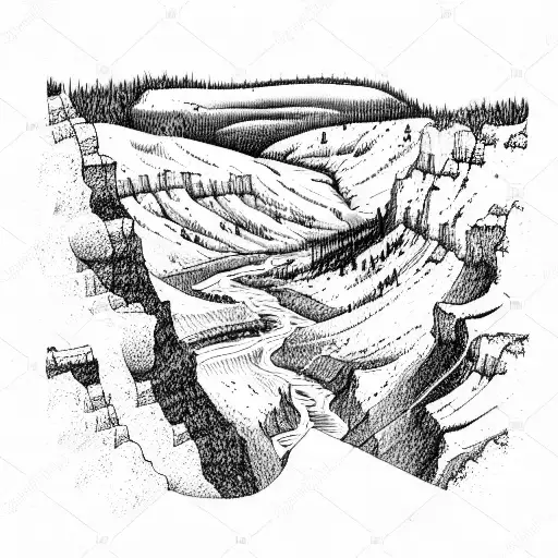 Grand canyon of Yellowstone Nation Park tattoo design idea