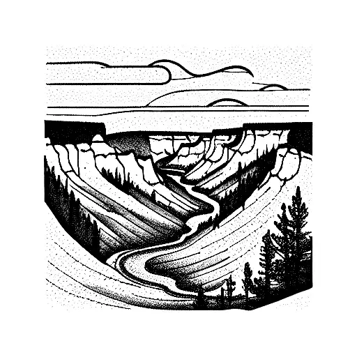 Grand canyon of Yellowstone Nation Park tattoo design idea