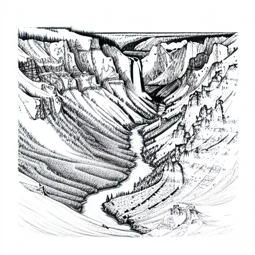 Grand canyon of Yellowstone Nation Park tattoo design idea