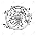 A steering wheel with a road winding through a mountain landscape, symbolizing a passion for driving and adventure tattoo design idea