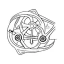A steering wheel with a road winding through a mountain landscape, symbolizing a passion for driving and adventure tattoo design idea