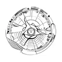 A steering wheel with a road winding through a mountain landscape, symbolizing a passion for driving and adventure tattoo design idea
