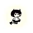  a small stylized comet with a subtle incorporation of a devil’s horn or tail. tattoo design idea