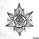 rudraksh with trishul and mantra tattoo design idea