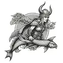 Astrid the Viking and a fish tattoo design idea