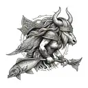 Astrid the Viking and a fish tattoo design idea