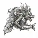 Astrid the Viking and a fish tattoo design idea