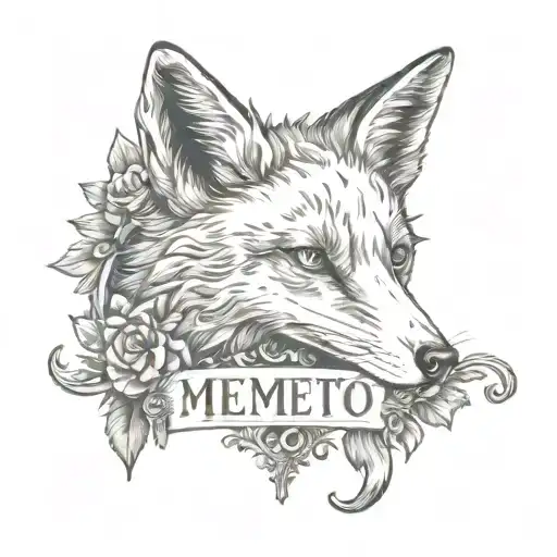 fox and title "memento mori" written tattoo design idea