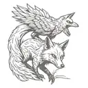 fire fox and a crow tattoo design idea