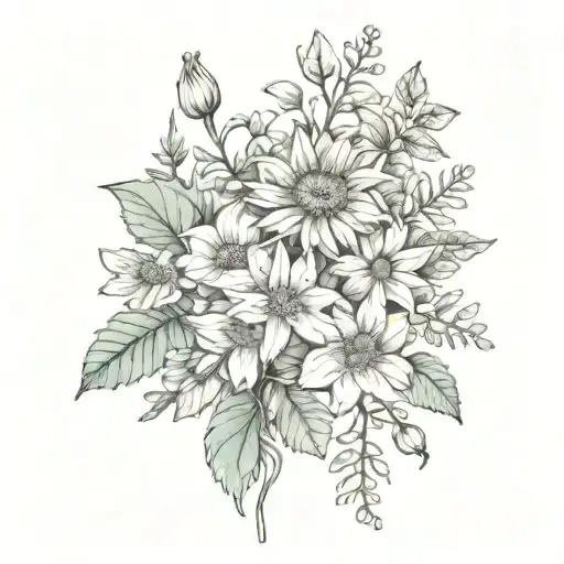 July august november birth flower bouquet tattoo design idea