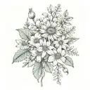 July august november birth flower bouquet tattoo design idea