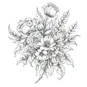 July august november birth flower bouquet tattoo design idea