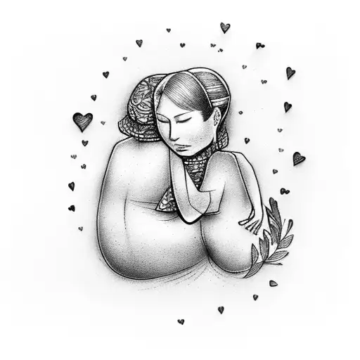 being hugged by mom but can't feel the love tattoo design idea