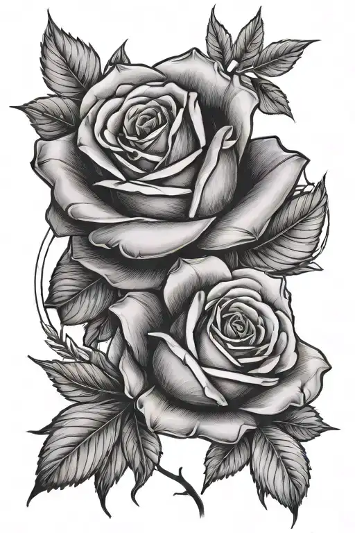 Rose with 1 bloom open and 2 blooms closed  tattoo design idea