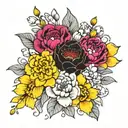 Mandala Flower Bouquet with Orchids and Peonies  tattoo design idea