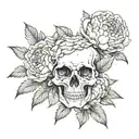 Peony With Skull Mysterious and Dark tattoo design idea