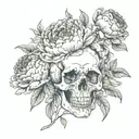 Peony With Skull Mysterious and Dark tattoo design idea