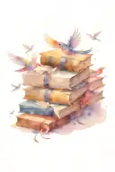 Books flying away turning into birds tattoo design idea
