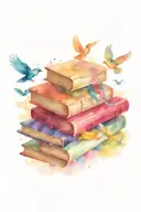 Books flying away turning into birds tattoo design idea