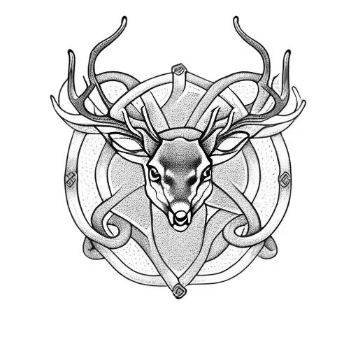 Stag and snake intertwined in a Celtic knot design tattoo design idea