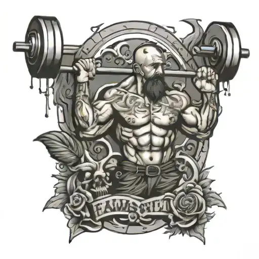famele crossfit barbell surrounded tattoo design idea