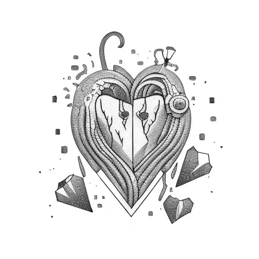 broken heart tattoo design idea
