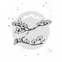 kodama in a cherry blossom branch sketch tattoo design idea