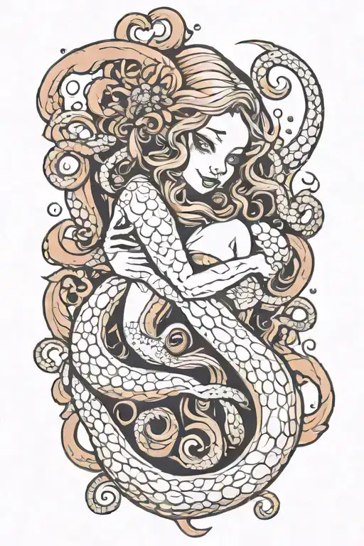 octopus wrapped around mermaid tattoo design idea
