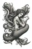 mermaid being seduced by octopus   tattoo design idea